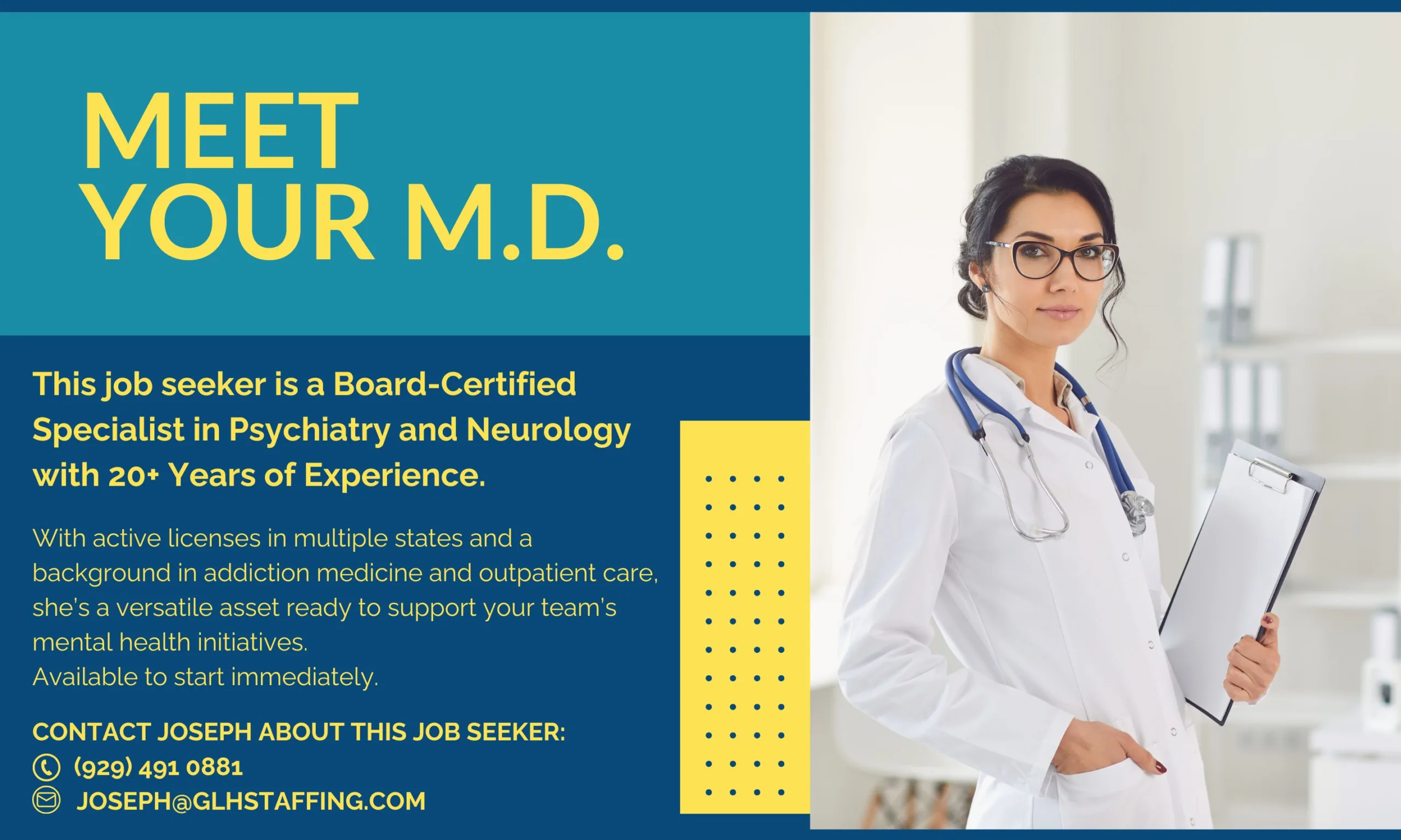 Board-Certified Specialist in Psychiatry and Neurology